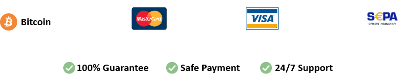 Payment Methods: Bitcoin, Mastercard, Visa, SEPA